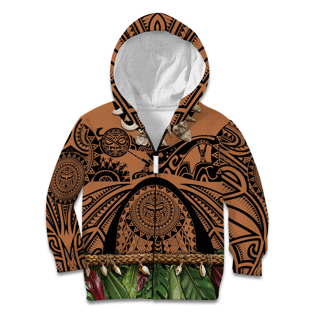 Polynesia Maui Tattoo Inspired Kid Hoodie Tropical Leaf Skirt Costume