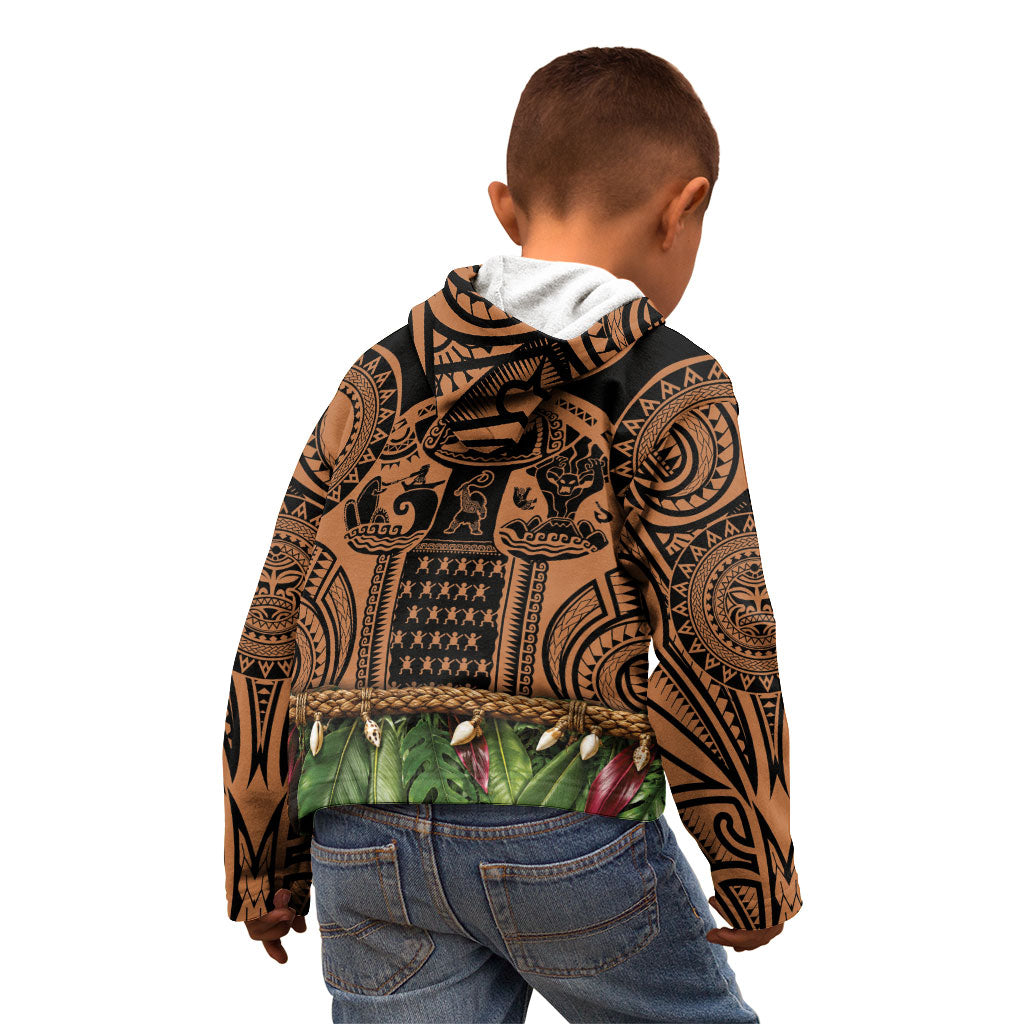 Polynesia Maui Tattoo Inspired Kid Hoodie Tropical Leaf Skirt Costume