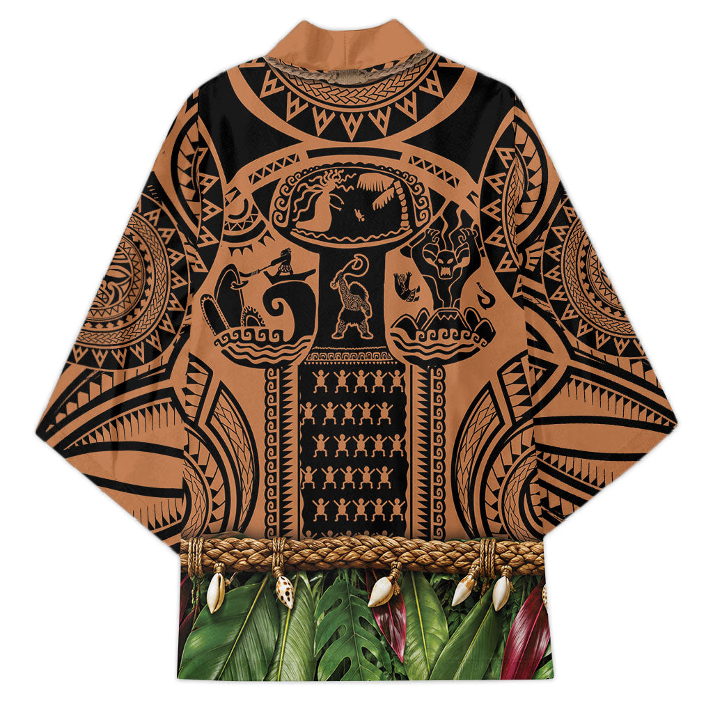 Polynesia Maui Tattoo Inspired Kimono Tropical Leaf Skirt Costume
