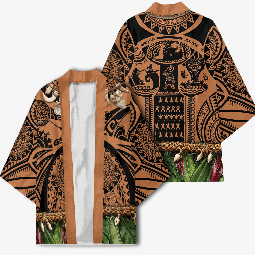 Polynesia Maui Tattoo Inspired Kimono Tropical Leaf Skirt Costume