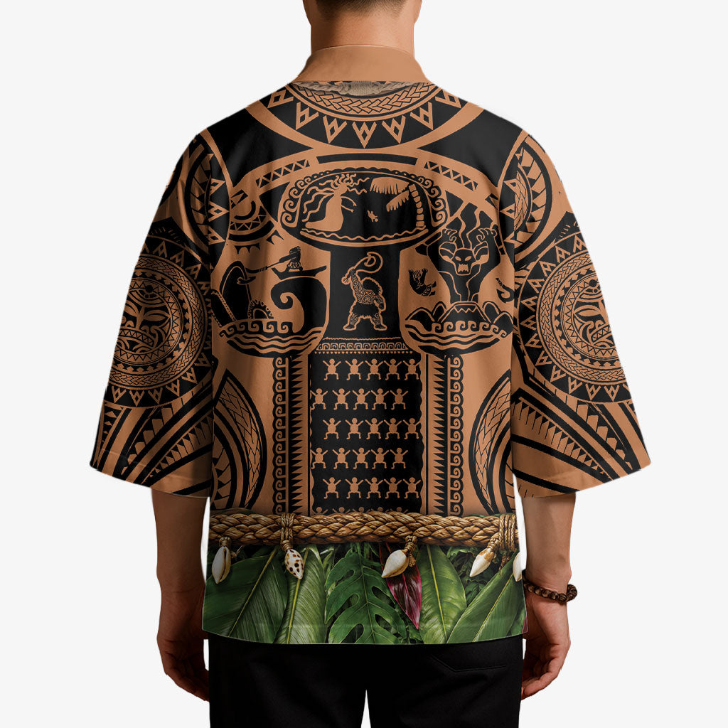 Polynesia Maui Tattoo Inspired Kimono Tropical Leaf Skirt Costume