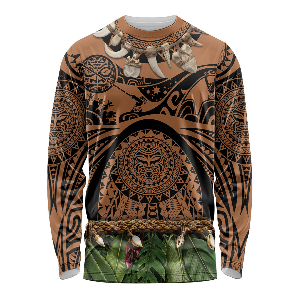 Polynesia Maui Tattoo Inspired Long Sleeve Shirt Tropical Leaf Skirt Costume