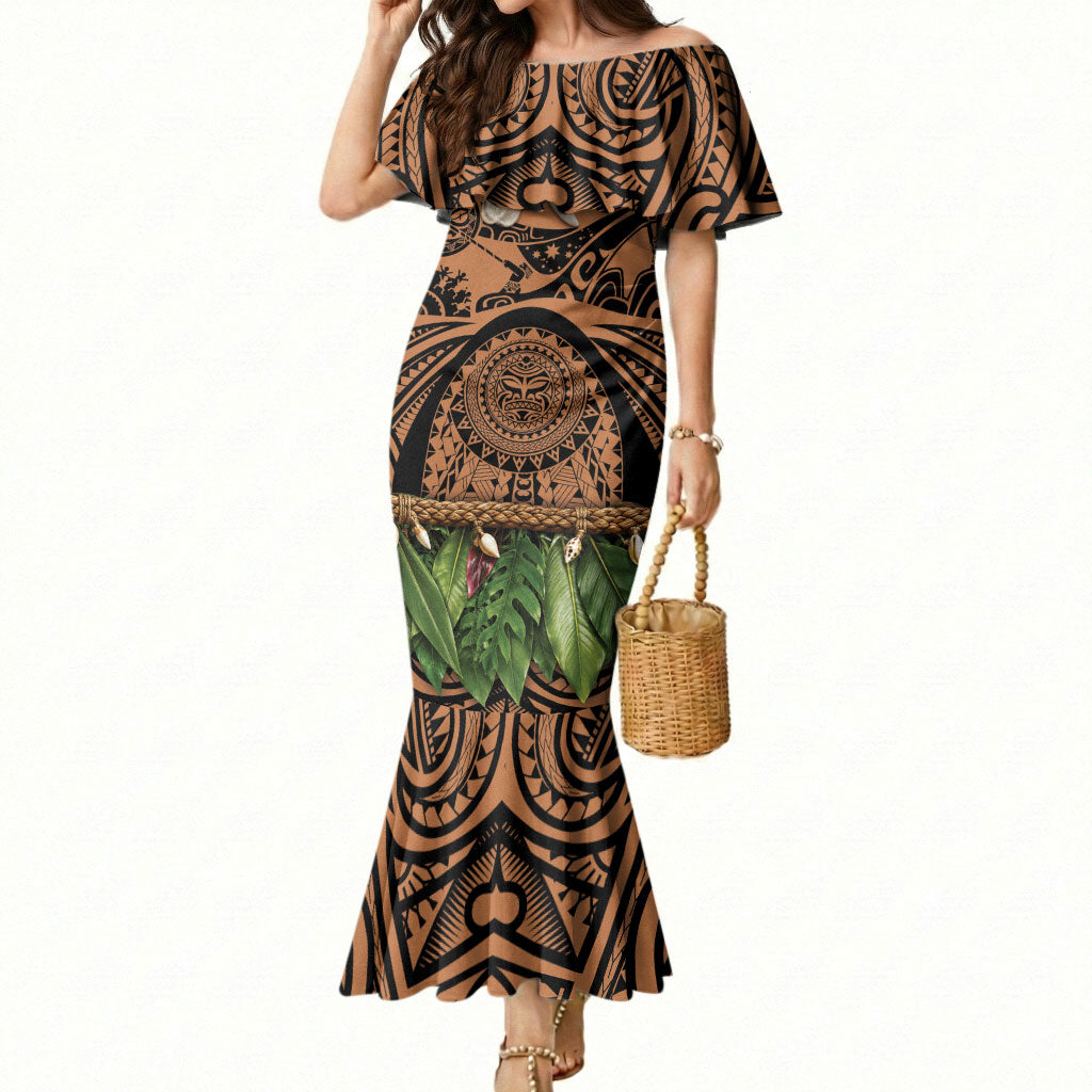 Polynesia Maui Tattoo Inspired Mermaid Dress Tropical Leaf Skirt Costume