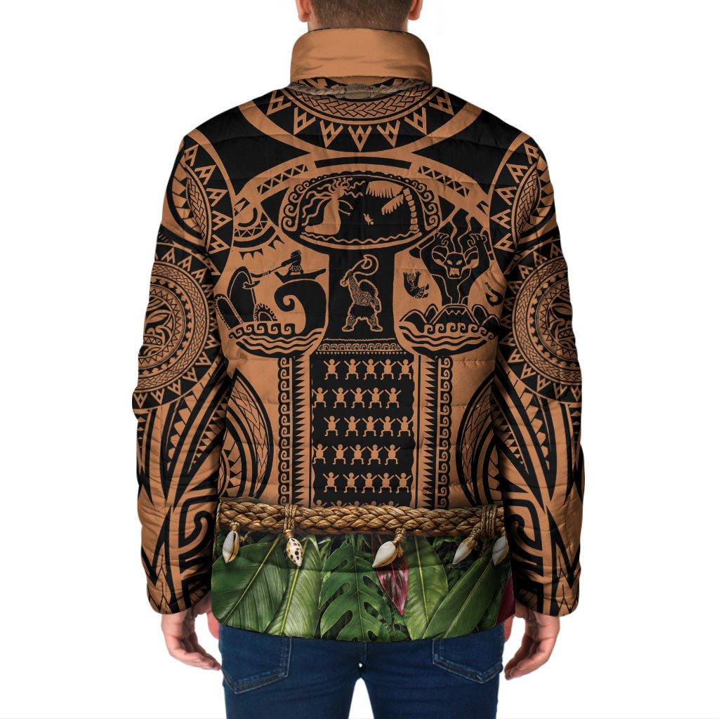 Polynesia Maui Tattoo Inspired Padded Jacket Tropical Leaf Skirt Costume