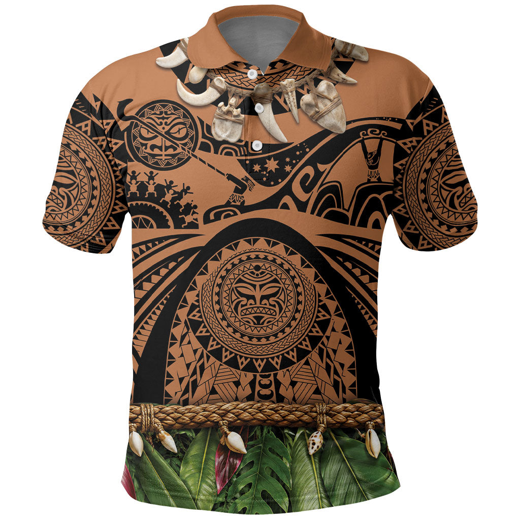 Polynesia Maui Tattoo Inspired Polo Shirt Tropical Leaf Skirt Costume