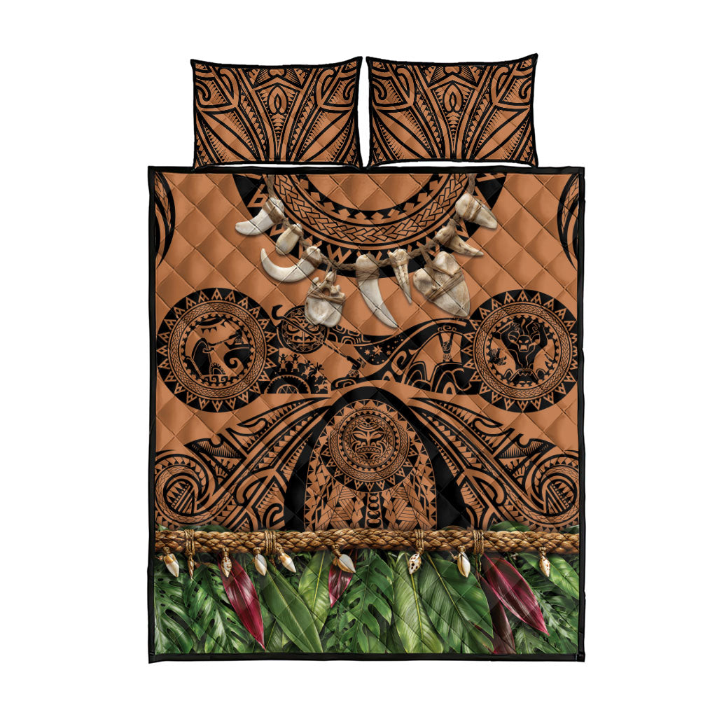 Polynesia Maui Tattoo Inspired Quilt Bed Set Tropical Leaf Skirt Costume