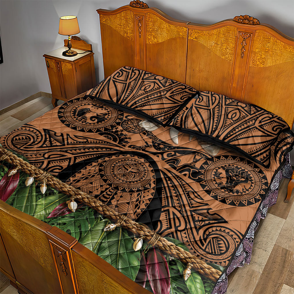 Polynesia Maui Tattoo Inspired Quilt Bed Set Tropical Leaf Skirt Costume