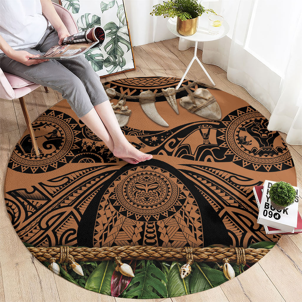 Polynesia Maui Tattoo Inspired Round Carpet Tropical Leaf Skirt Costume