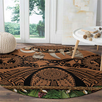 Polynesia Maui Tattoo Inspired Round Carpet Tropical Leaf Skirt Costume