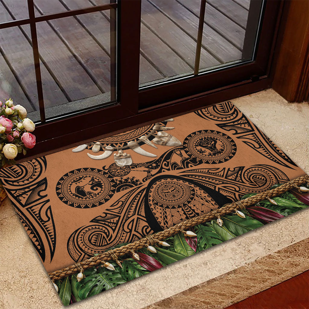 Polynesia Maui Tattoo Inspired Rubber Doormat Tropical Leaf Skirt Costume