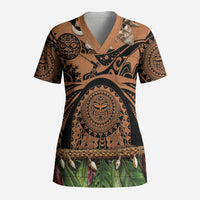 Polynesia Maui Tattoo Inspired Scrub Top Tropical Leaf Skirt Costume
