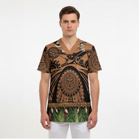 Polynesia Maui Tattoo Inspired Scrub Top Tropical Leaf Skirt Costume