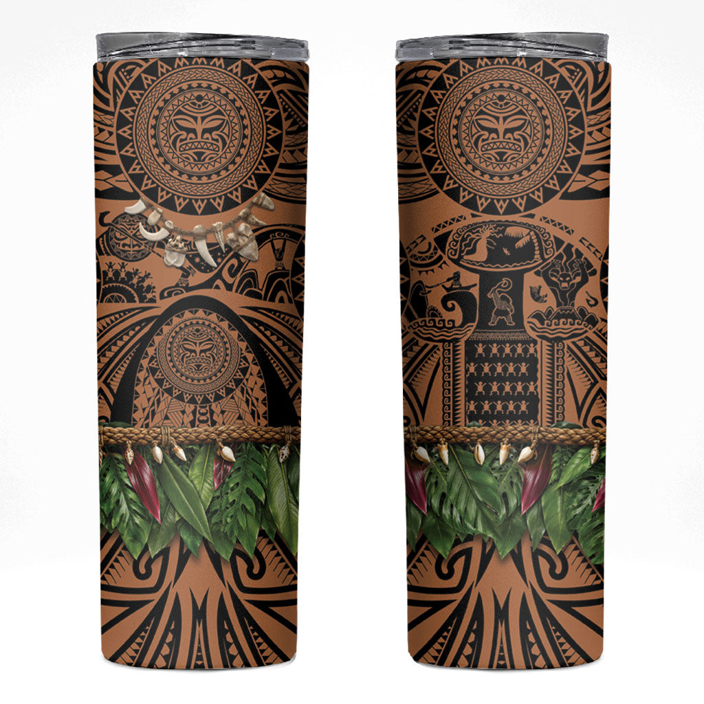 Polynesia Maui Tattoo Inspired Skinny Tumbler Tropical Leaf Skirt Costume