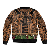 Polynesia Maui Tattoo Inspired Sleeve Zip Bomber Jacket Tropical Leaf Skirt Costume