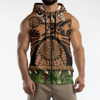Polynesia Maui Tattoo Inspired Sleeveless Zip Hoodie Tropical Leaf Skirt Costume