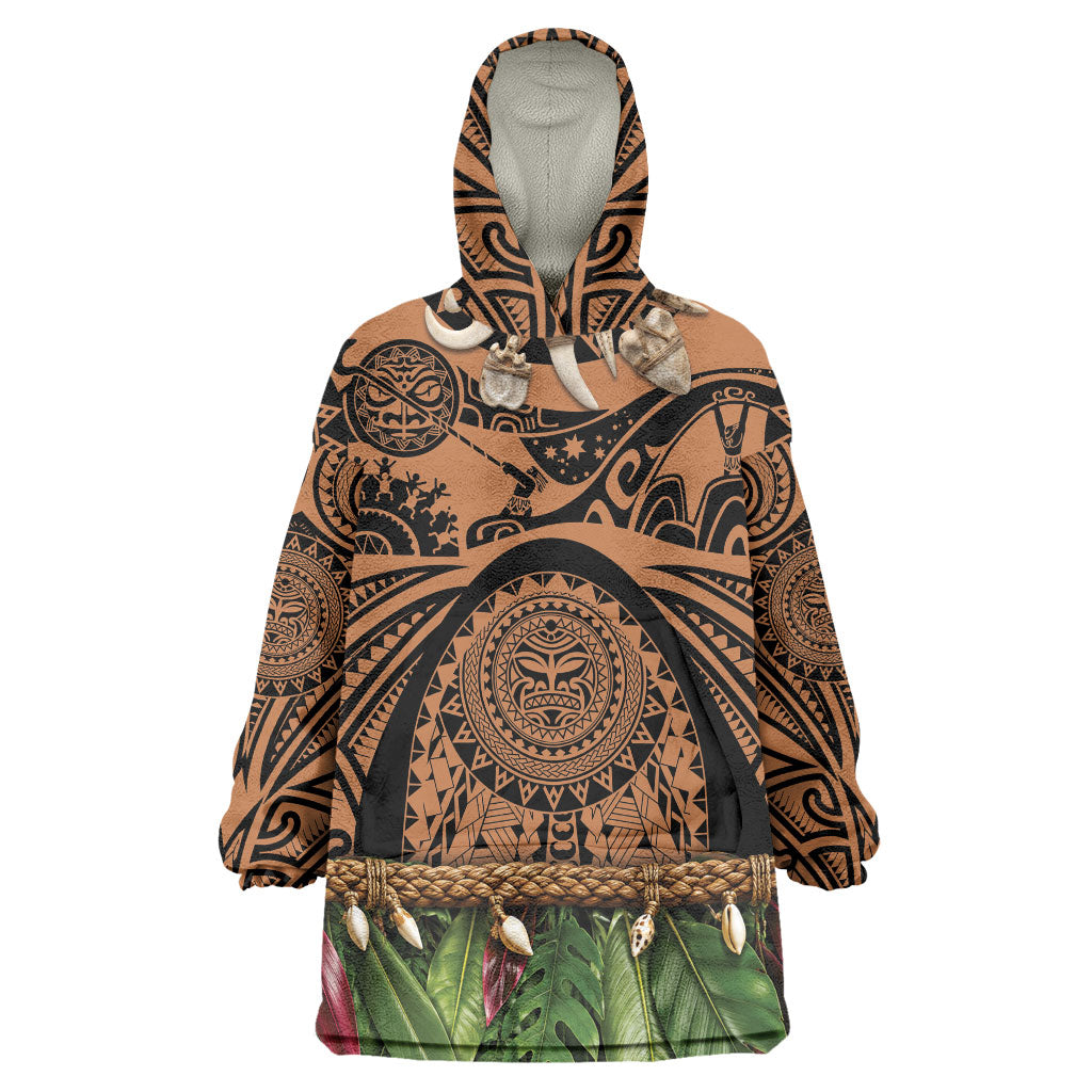Polynesia Maui Tattoo Inspired Wearable Blanket Hoodie Tropical Leaf Skirt Costume