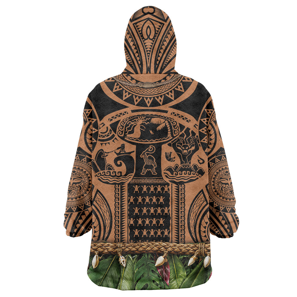 Polynesia Maui Tattoo Inspired Wearable Blanket Hoodie Tropical Leaf Skirt Costume