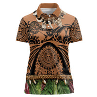 Polynesia Maui Tattoo Inspired Women Polo Shirt Tropical Leaf Skirt Costume