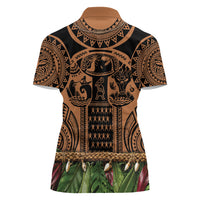 Polynesia Maui Tattoo Inspired Women Polo Shirt Tropical Leaf Skirt Costume
