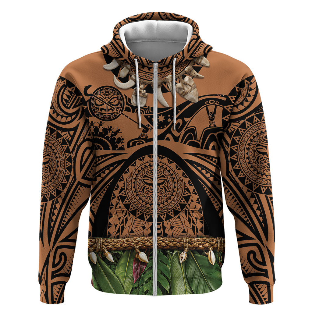 Polynesia Maui Tattoo Inspired Zip Hoodie Tropical Leaf Skirt Costume
