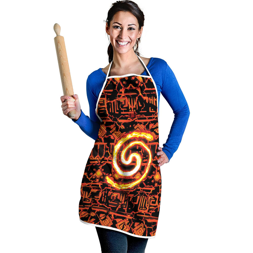 Polynesia Lava Monster Cosplay Apron Fiery Glowing Volcano Crack Pattern