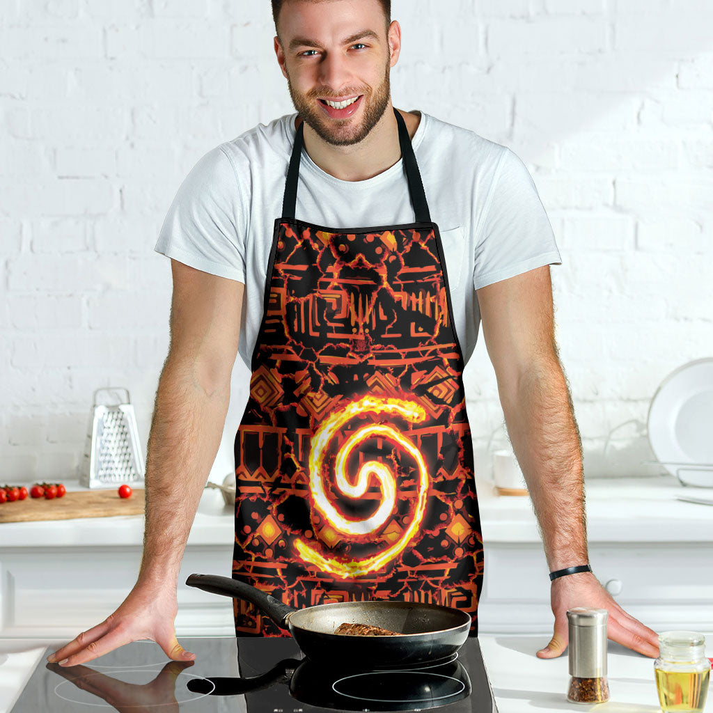 Polynesia Lava Monster Cosplay Apron Fiery Glowing Volcano Crack Pattern