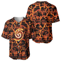Polynesia Lava Monster Cosplay Baseball Jersey Fiery Glowing Volcano Crack Pattern