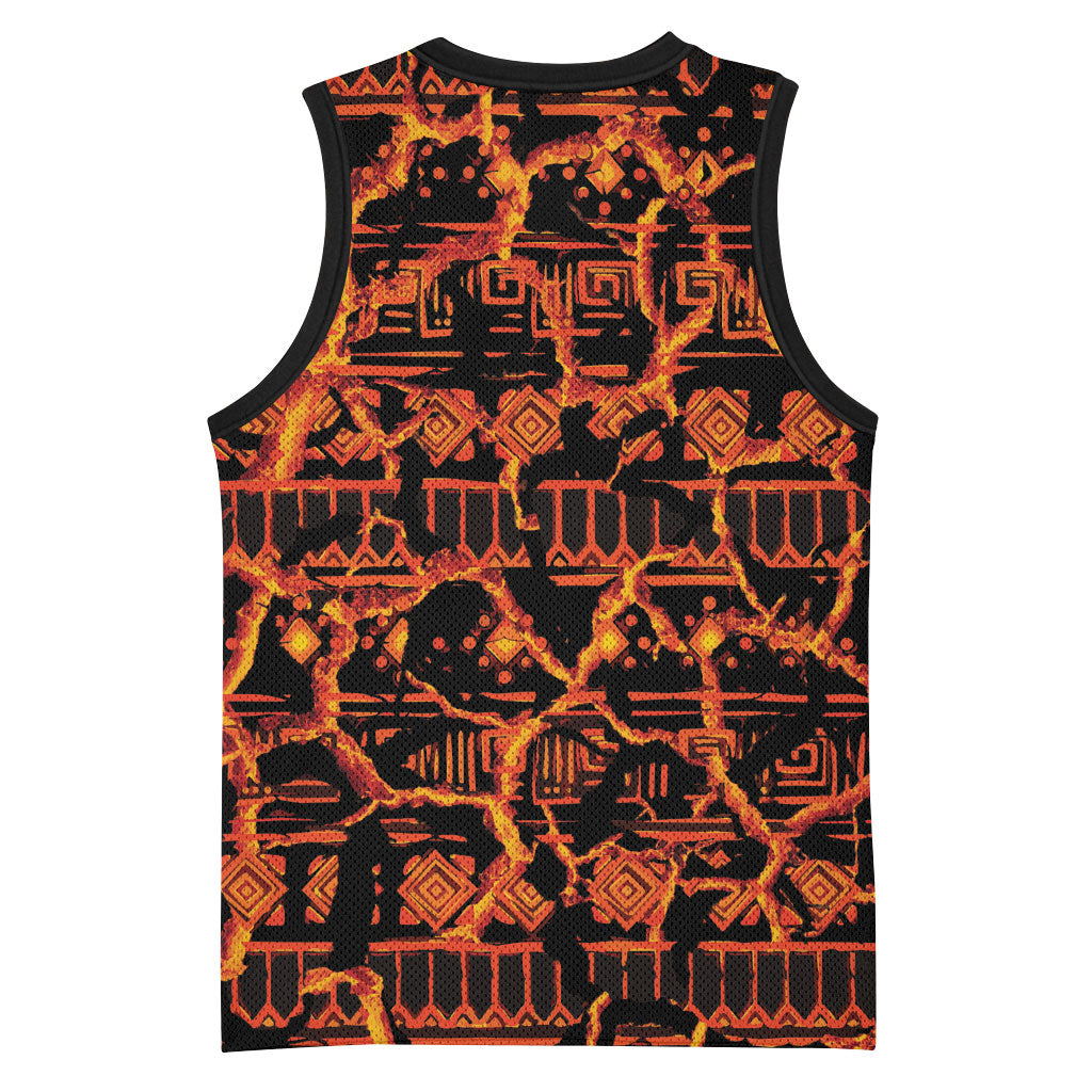 Polynesia Lava Monster Cosplay Basketball Jersey Fiery Glowing Volcano Crack Pattern
