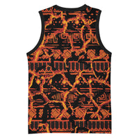 Polynesia Lava Monster Cosplay Basketball Jersey Fiery Glowing Volcano Crack Pattern
