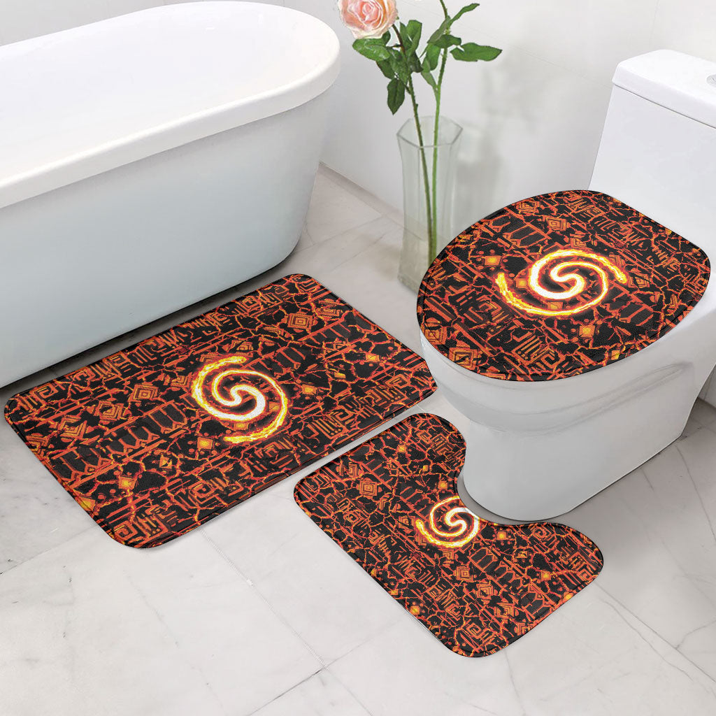 Polynesia Lava Monster Cosplay Bathroom Set Fiery Glowing Volcano Crack Pattern