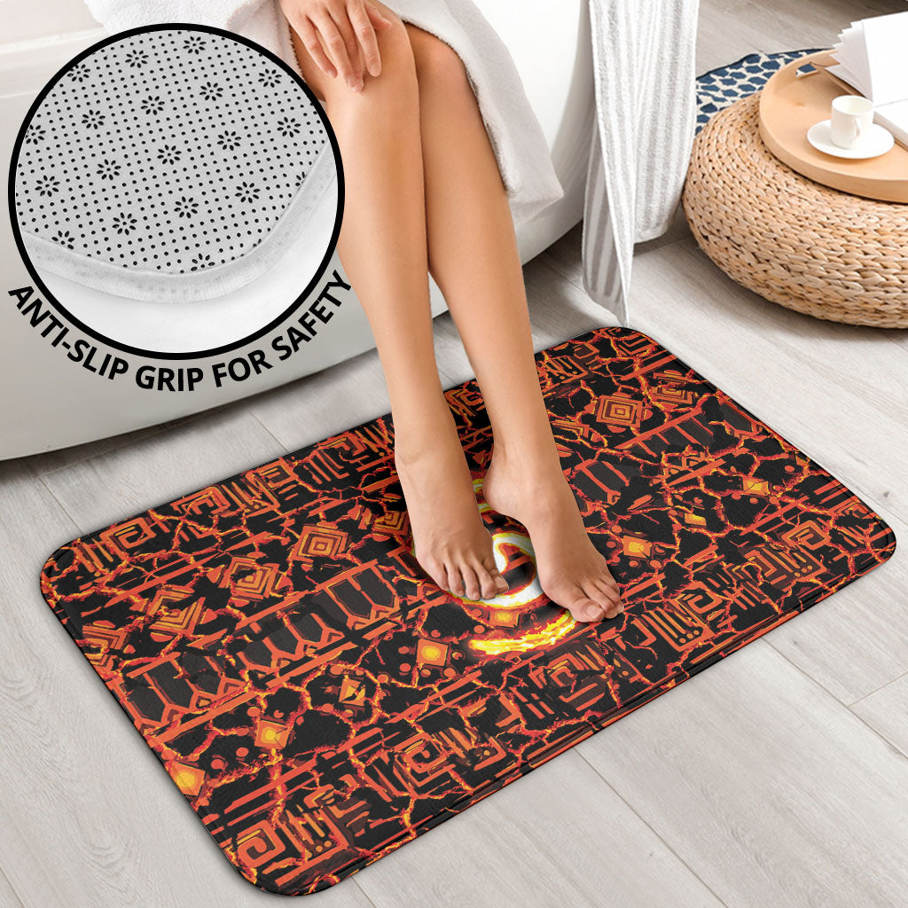 Polynesia Lava Monster Cosplay Bathroom Set Fiery Glowing Volcano Crack Pattern
