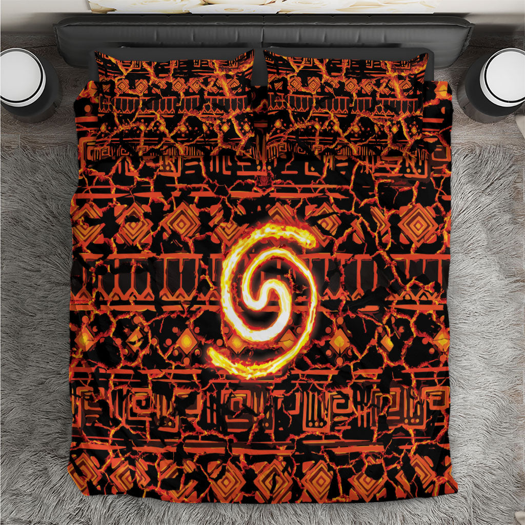Polynesia Lava Monster Cosplay Bedding Set Fiery Glowing Volcano Crack Pattern