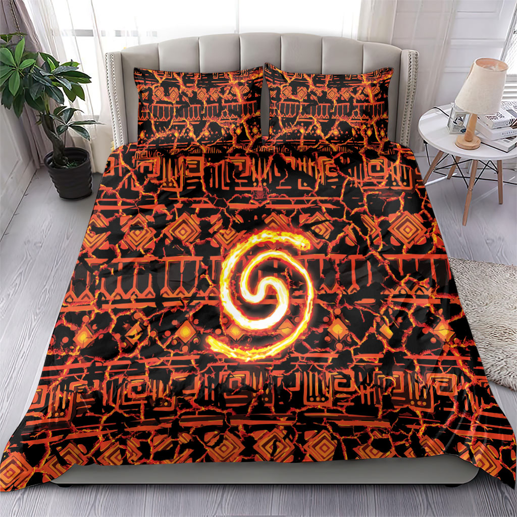 Polynesia Lava Monster Cosplay Bedding Set Fiery Glowing Volcano Crack Pattern