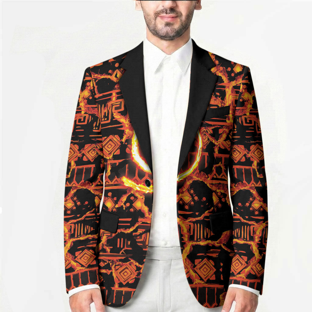 Polynesia Lava Monster Cosplay Blazer Fiery Glowing Volcano Crack Pattern