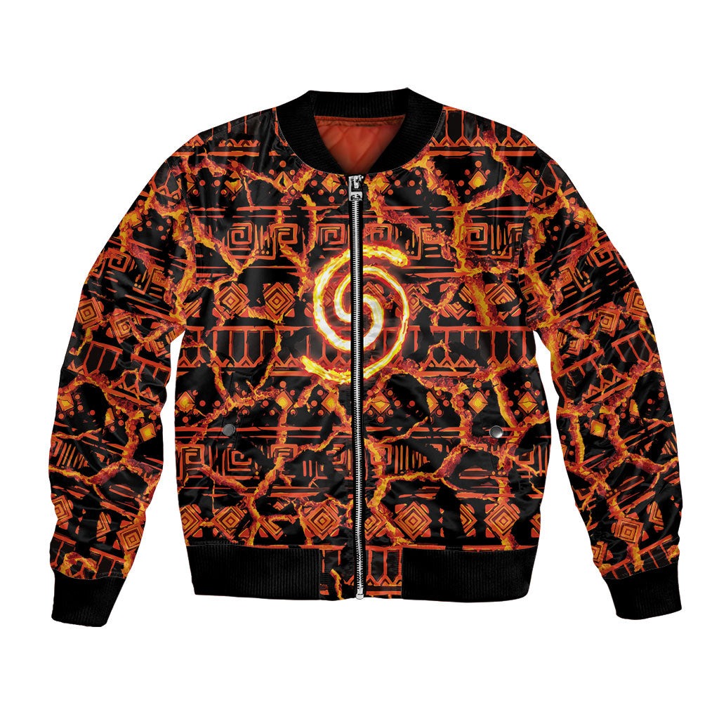 Polynesia Lava Monster Cosplay Bomber Jacket Fiery Glowing Volcano Crack Pattern