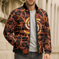 Polynesia Lava Monster Cosplay Bomber Puffer Jacket Fiery Glowing Volcano Crack Pattern