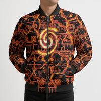 Polynesia Lava Monster Cosplay Bomber Puffer Jacket Fiery Glowing Volcano Crack Pattern