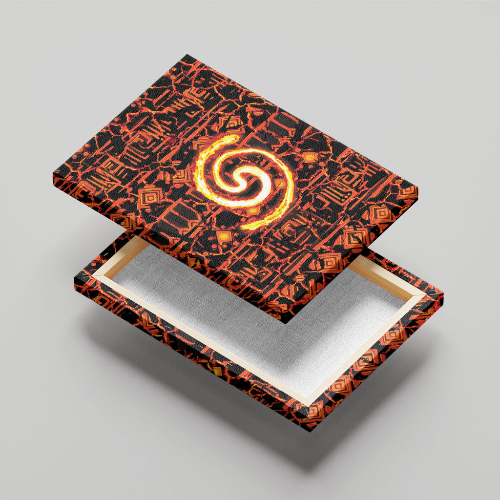 Polynesia Lava Monster Cosplay Canvas Wall Art Fiery Glowing Volcano Crack Pattern