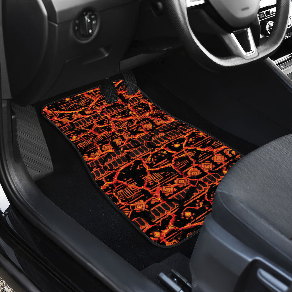 Polynesia Lava Monster Cosplay Car Mats Fiery Glowing Volcano Crack Pattern