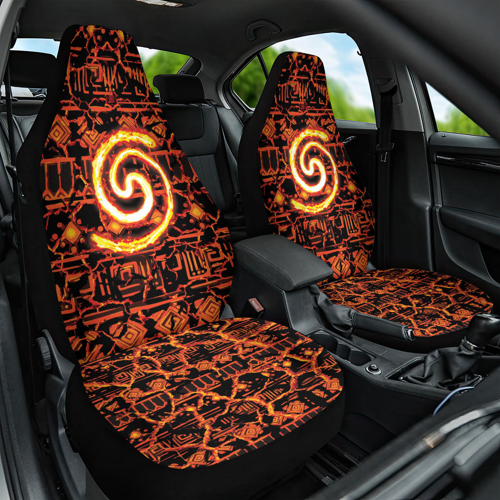 Polynesia Lava Monster Cosplay Car Seat Cover Fiery Glowing Volcano Crack Pattern