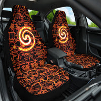 Polynesia Lava Monster Cosplay Car Seat Cover Fiery Glowing Volcano Crack Pattern