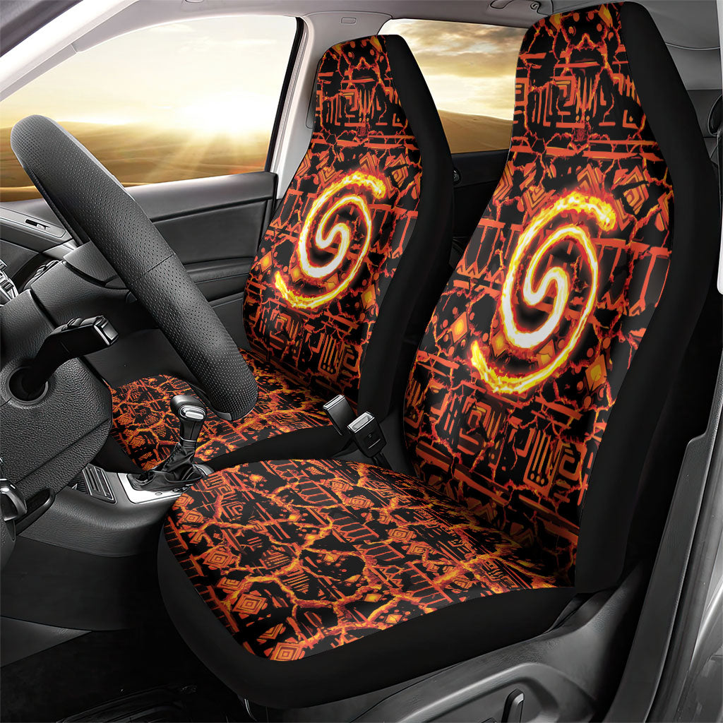 Polynesia Lava Monster Cosplay Car Seat Cover Fiery Glowing Volcano Crack Pattern