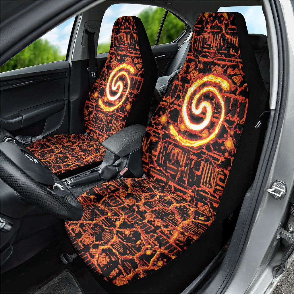 Polynesia Lava Monster Cosplay Car Seat Cover Fiery Glowing Volcano Crack Pattern