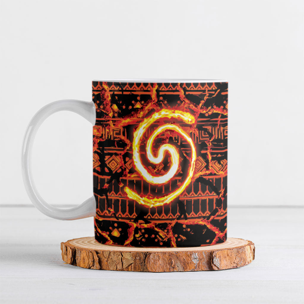 Polynesia Lava Monster Cosplay Ceramic Mug Fiery Glowing Volcano Crack Pattern
