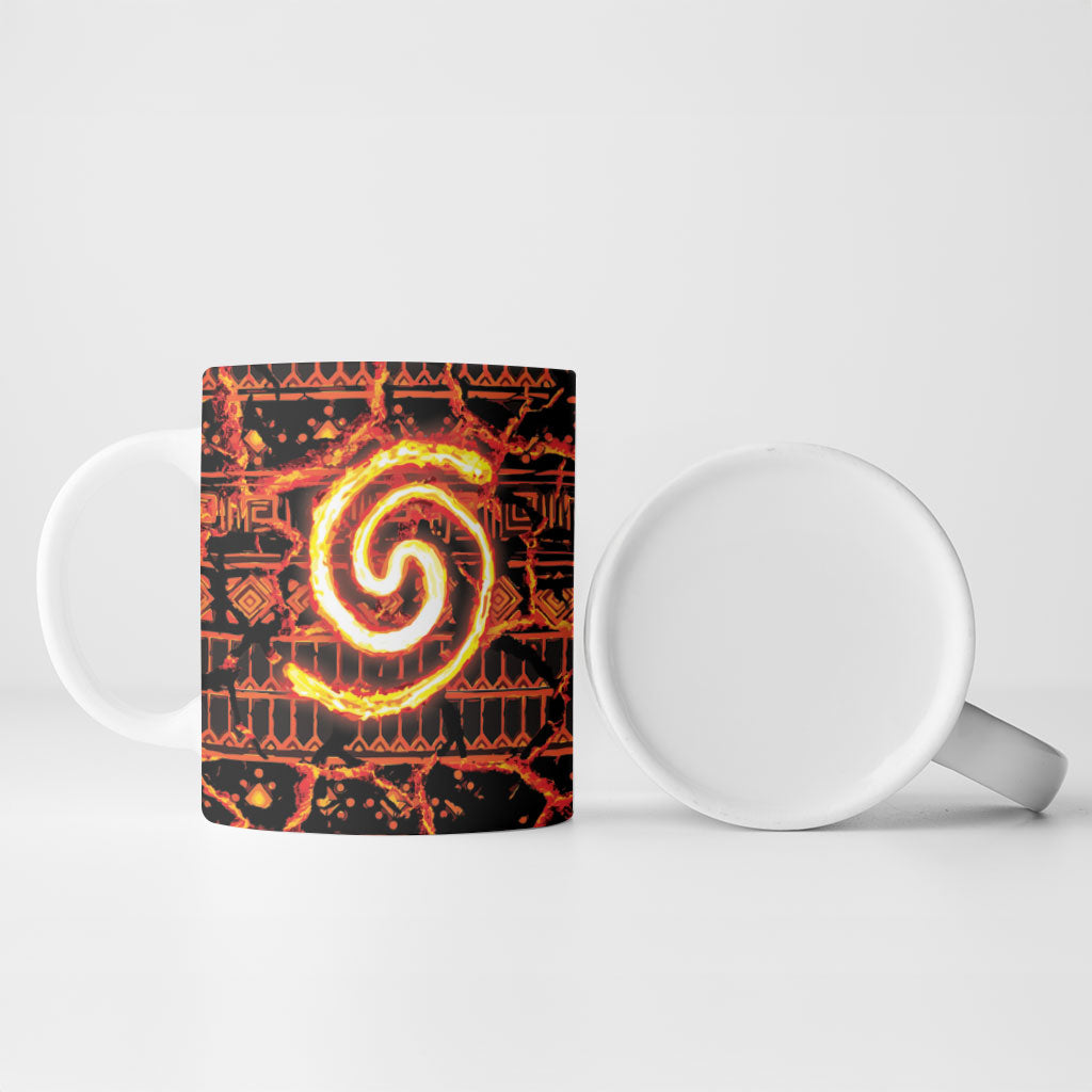 Polynesia Lava Monster Cosplay Ceramic Mug Fiery Glowing Volcano Crack Pattern