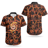 Polynesia Lava Monster Cosplay Couples Matching Tank Maxi Dress and Hawaiian Shirt Fiery Glowing Volcano Crack Pattern
