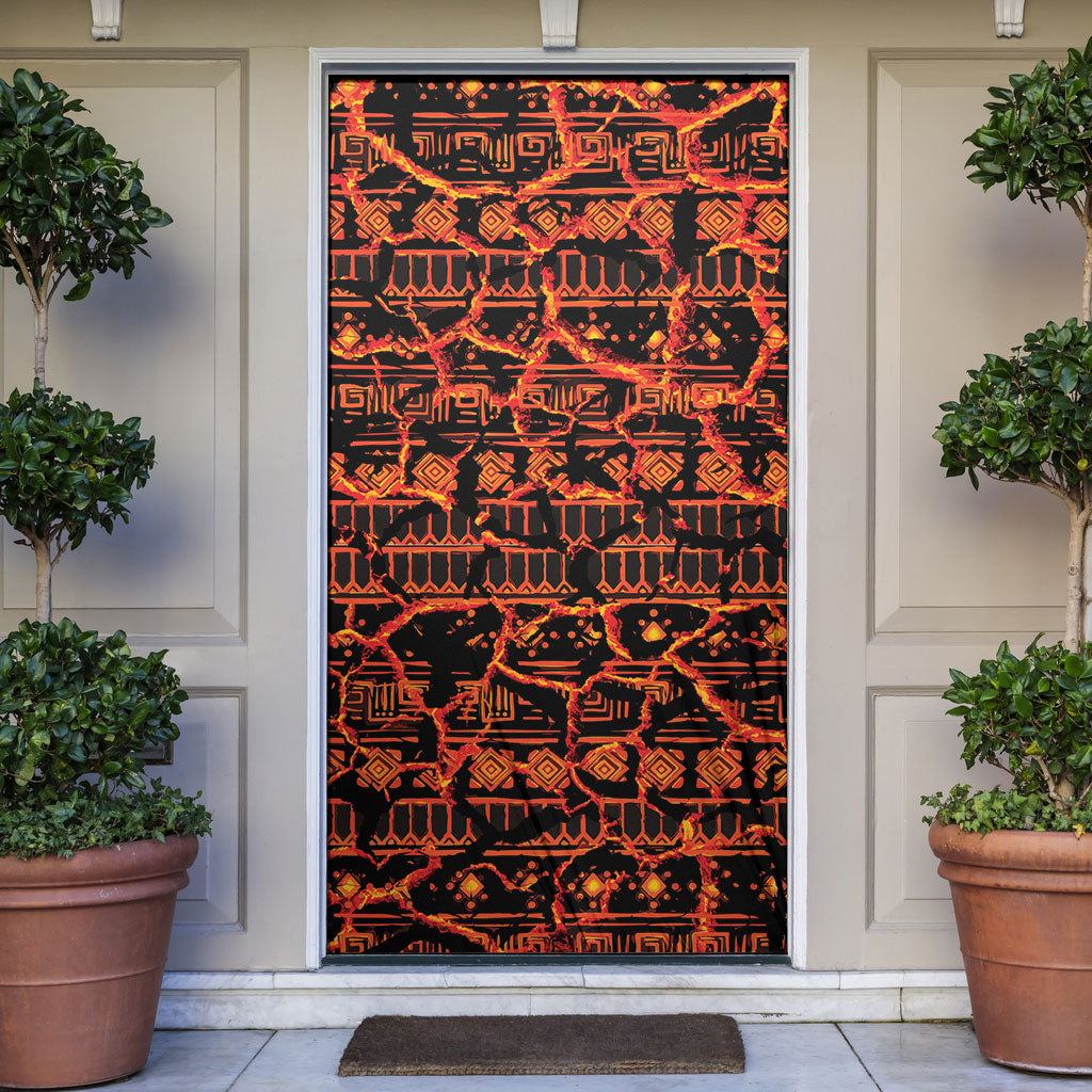 Polynesia Lava Monster Cosplay Door Cover Fiery Glowing Volcano Crack Pattern
