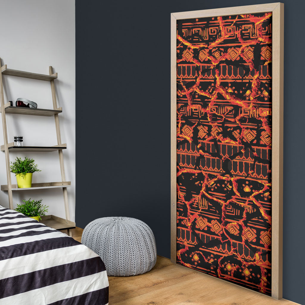 Polynesia Lava Monster Cosplay Door Cover Fiery Glowing Volcano Crack Pattern