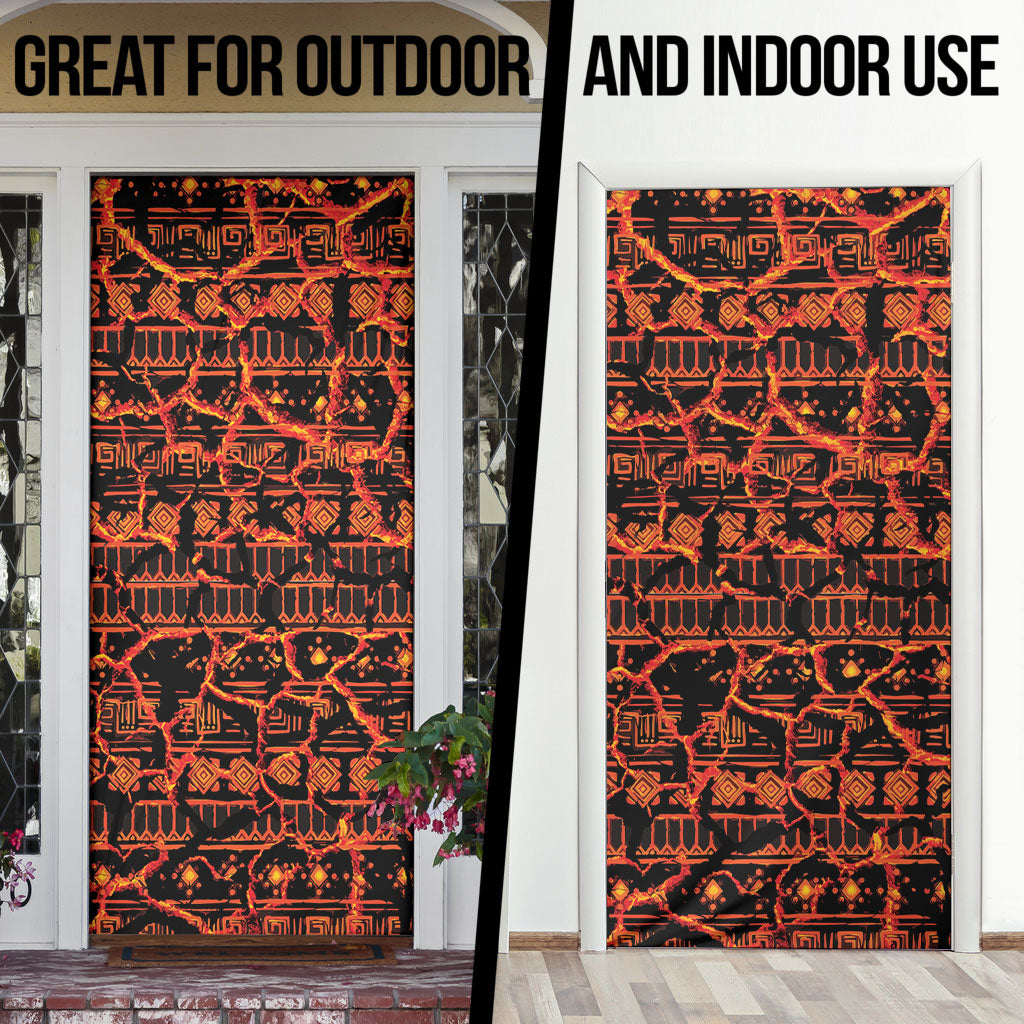 Polynesia Lava Monster Cosplay Door Cover Fiery Glowing Volcano Crack Pattern