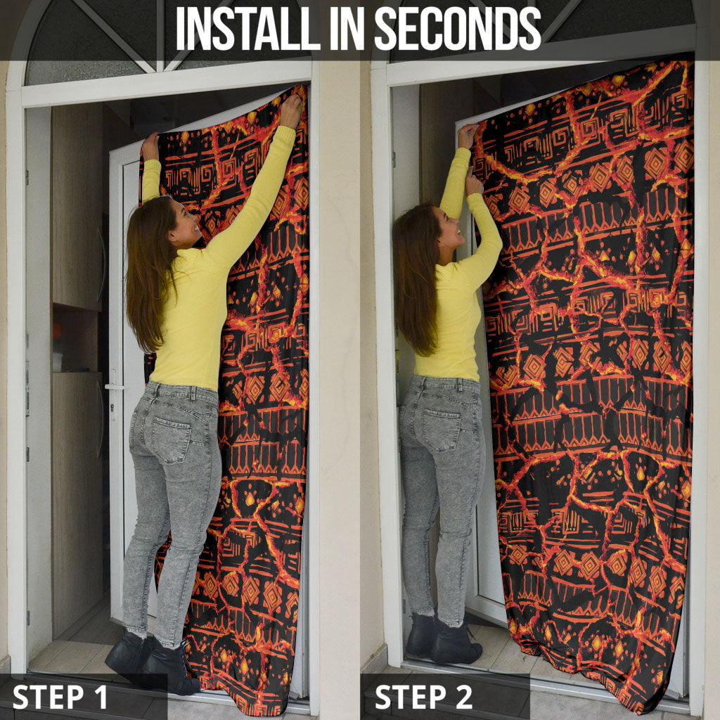 Polynesia Lava Monster Cosplay Door Cover Fiery Glowing Volcano Crack Pattern